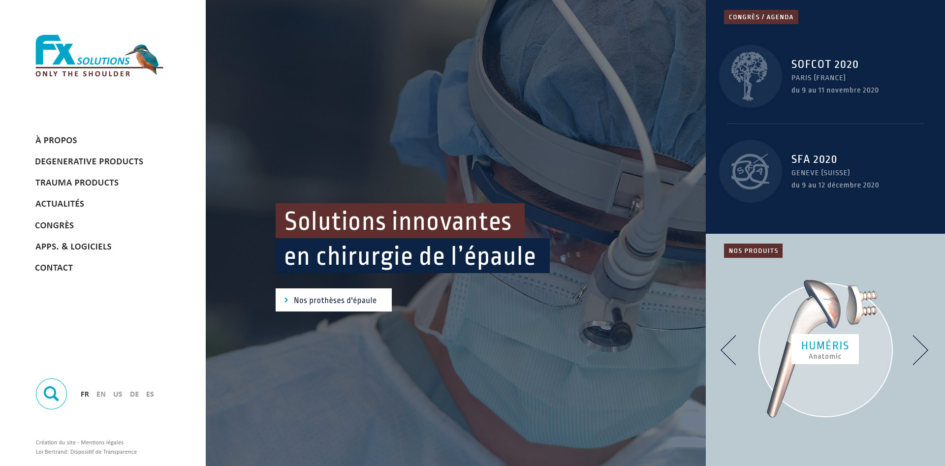 FX Shoulder Solutions, création du site internet par Hervé Augoyat à Lyon, site dans le domaine de la santé / innovation.