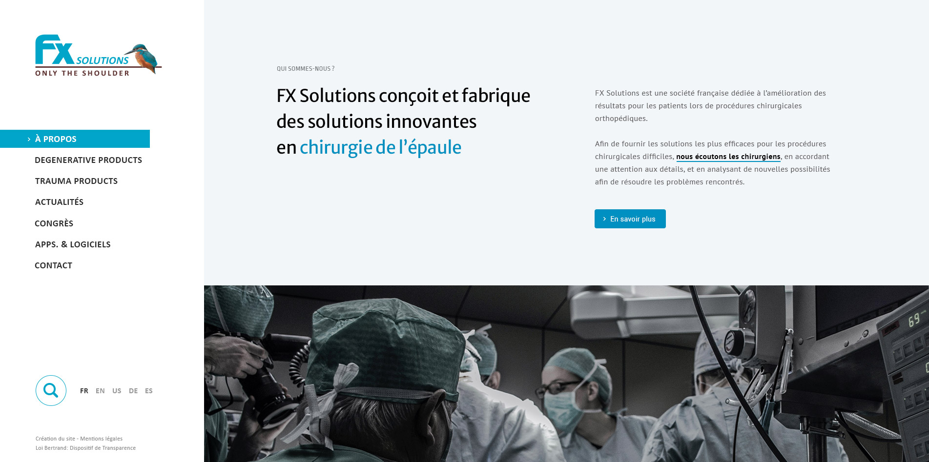 FX Shoulder Solutions, création du site internet par Hervé Augoyat à Lyon, site dans le domaine de la santé / innovation.