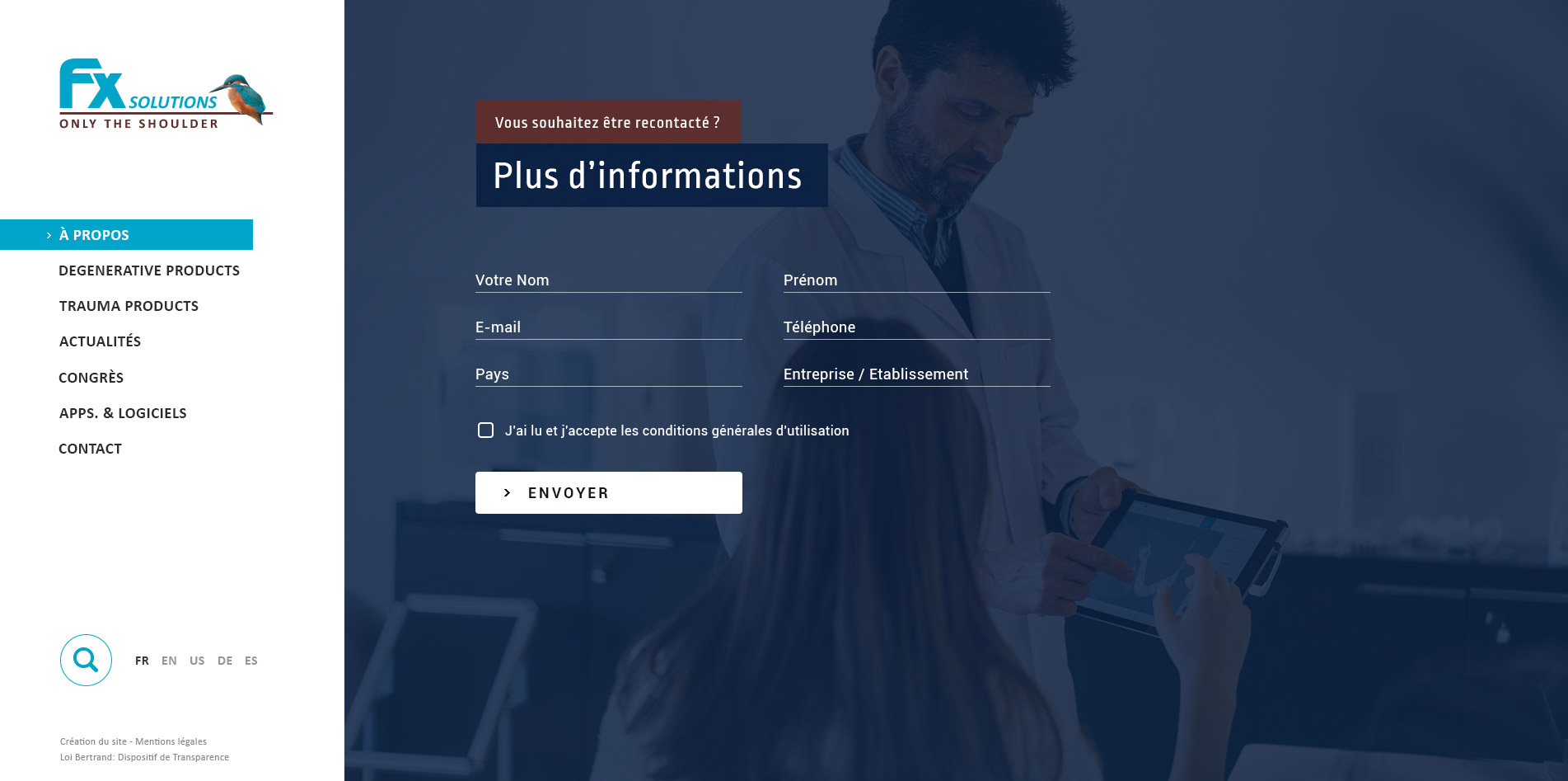 FX Shoulder Solutions, création du site internet par Hervé Augoyat à Lyon, site dans le domaine de la santé / innovation.